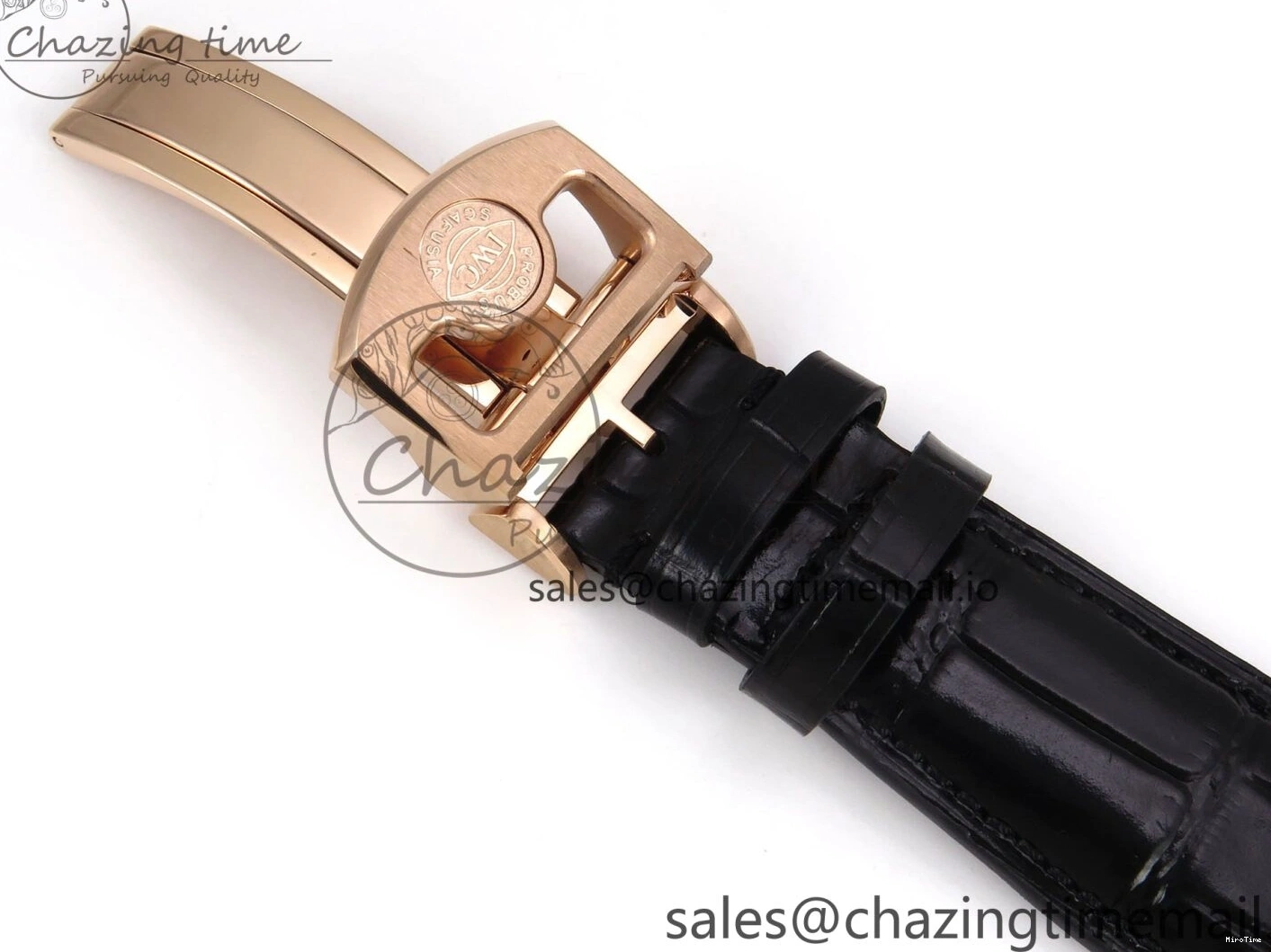 MIROTIME 0110 Portugieser Automatic 42mm RG APSF 1:1 Best Edition Black Dial on Black Leather Strap A Original 7007